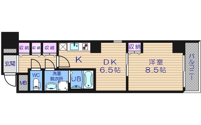 プルミエール南本町(1DK/10階)の間取り写真