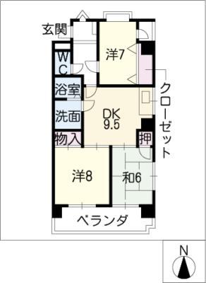 エントピアミズノ(3DK/6階)の間取り写真