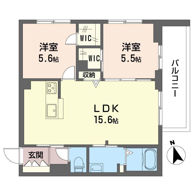 SHA MAISON 桜並木(2LDK/2階)の間取り写真