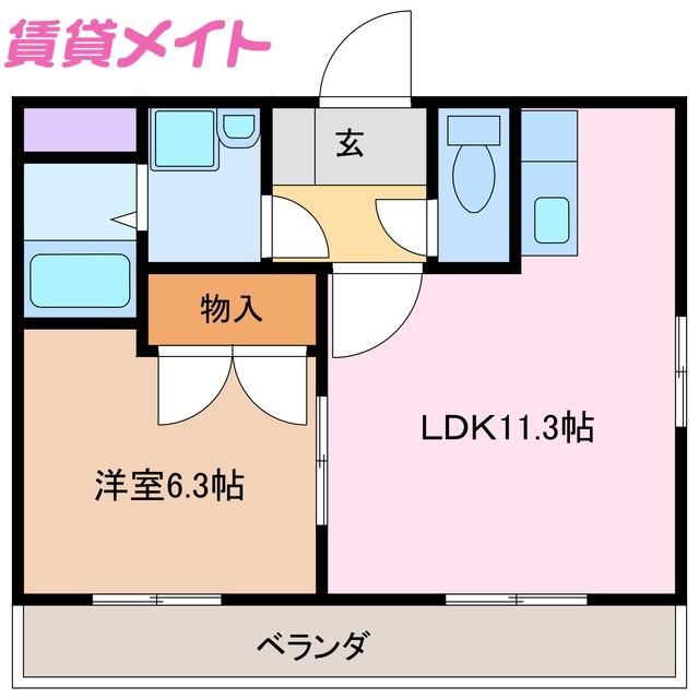 ピアリー(1LDK/2階)の間取り写真