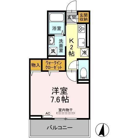 D-ROOM日の出(1K/2階)の間取り写真