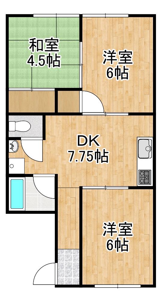 メゾン虫明(3DK/2階)の間取り写真