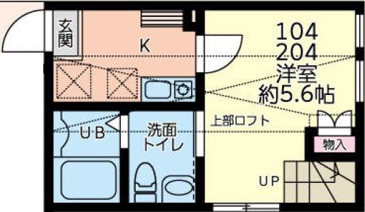 グランツ生田(1K/1階)の間取り写真