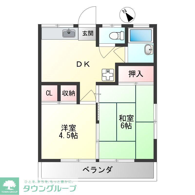 メゾン田辺(2DK/2階)の間取り写真