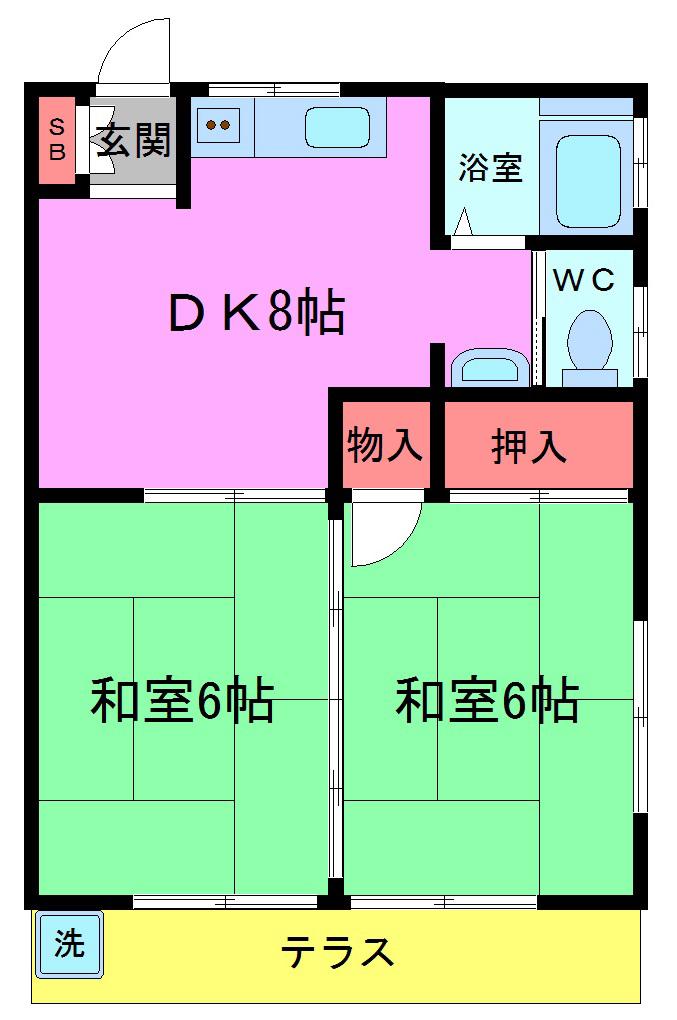 第二ハイツ芳兵衛(2DK/1階)の間取り写真
