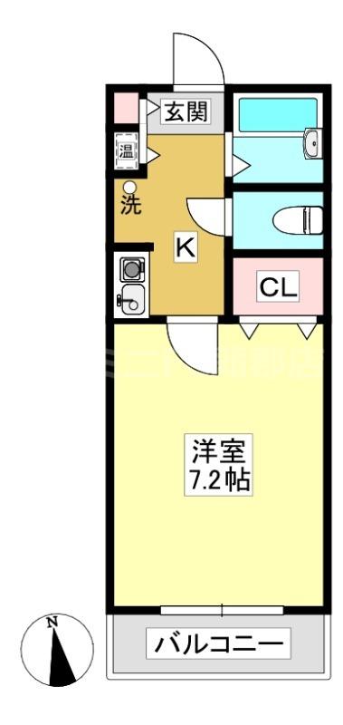 ジュネス福田 D棟(1K/1階)の間取り写真