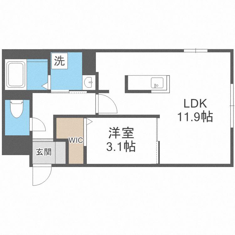 8 3W2B HACHI SANウエストNY(1LDK/2階)の間取り写真