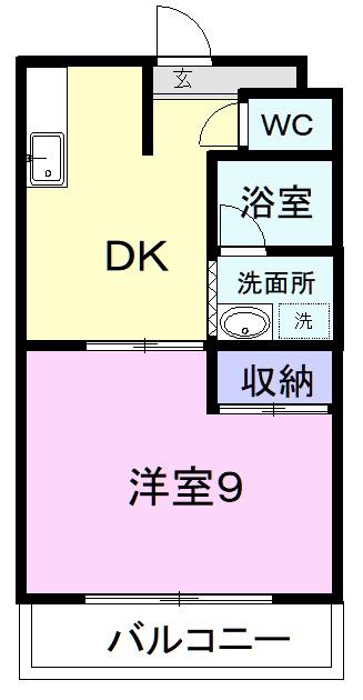 TWINKLE藤間(1DK/3階)の間取り写真