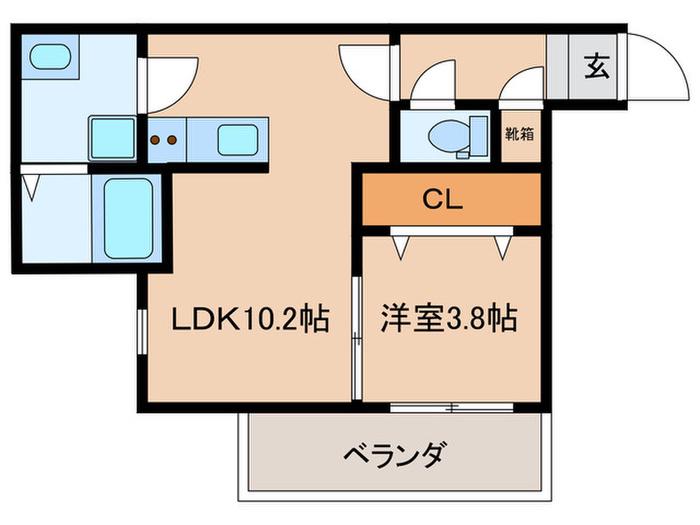 GRAND PALACE 六本松A(1LDK/2階)の間取り写真