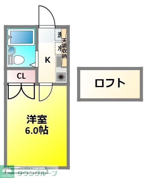 パークプレイス北棟(1K/2階)の間取り写真