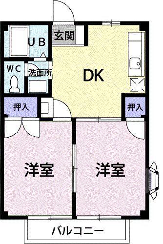 サクセス壱番館(2DK/1階)の間取り写真