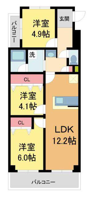 パークモダン伊丹(3LDK/7階)の間取り写真