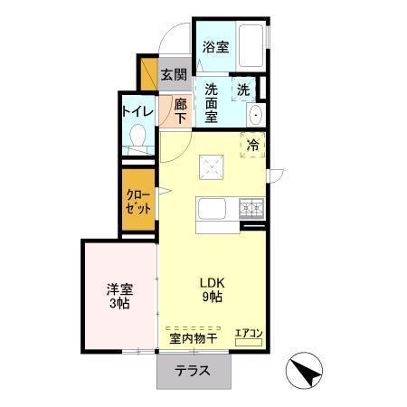 ウィット請西東D(1LDK/1階)の間取り写真