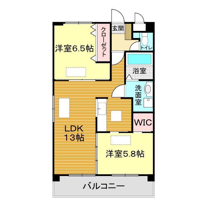 ルネス武久(2LDK/1階)の間取り写真