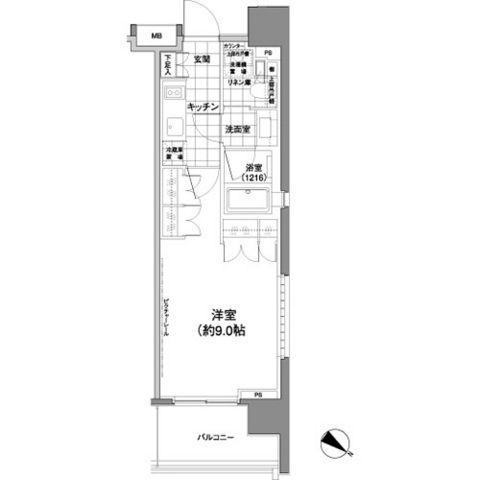 パークハビオ渋谷神山町(1K/5階)の間取り写真