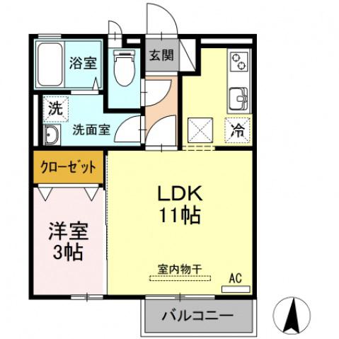ルミナス南栄(1LDK/1階)の間取り写真