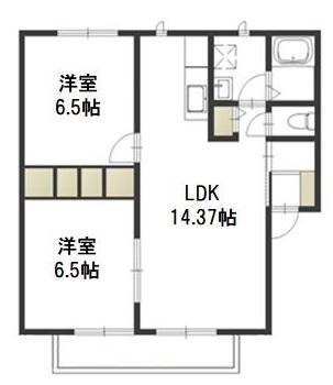 サンパティオ大福II(2LDK/2階)の間取り写真