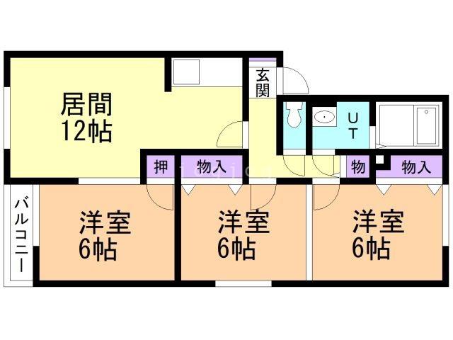 ハイアットC(3LDK/2階)の間取り写真