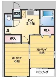 ベルミヨンアパルト(2DK/1階)の間取り写真