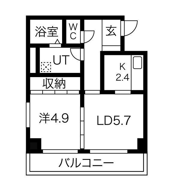 ホープ北21(1LDK/6階)の間取り写真