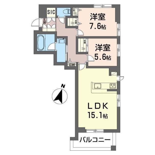 ウイスタリア(2LDK/2階)の間取り写真