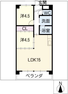 高針中央マンション(2LDK/4階)の間取り写真