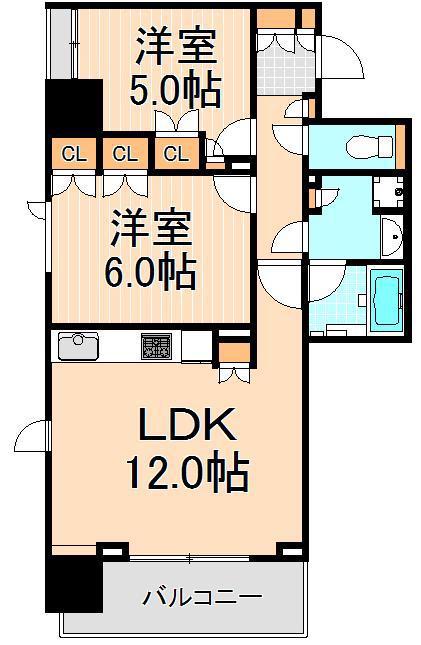 パークアクシス浅草・田原町(2LDK/3階)の間取り写真