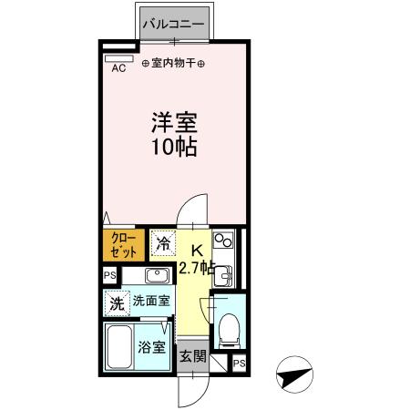クレールライフ(1K/2階)の間取り写真