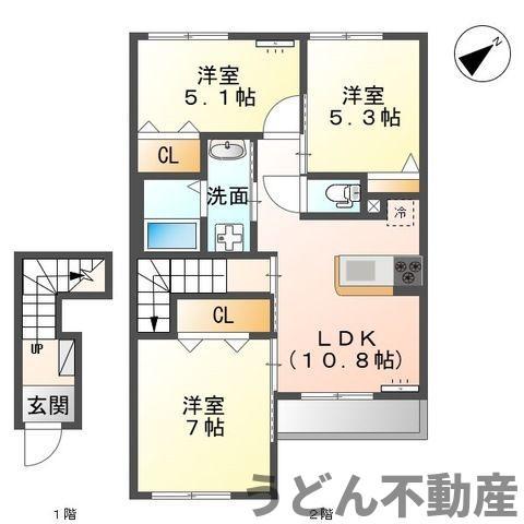 マリアージュIII(3LDK/2階)の間取り写真