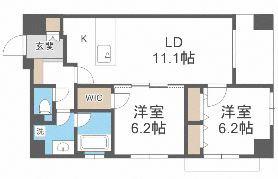 プライマル福岡平尾(2LDK/3階)の間取り写真