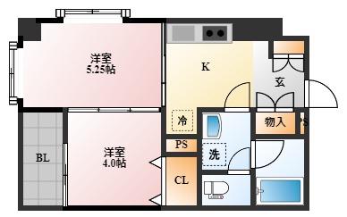 サムティ丸山公園(2K/9階)の間取り写真