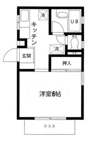 グリーンバレー(1K/2階)の間取り写真