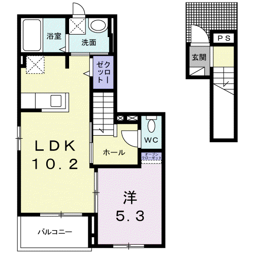 ヴァンベールI(1LDK/2階)の間取り写真