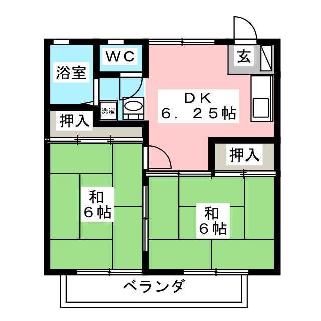 サンシティ鷺沼パートII(2DK/2階)の間取り写真