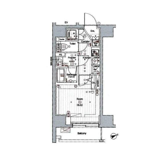 PREMIUM CUBE 品川戸越MO(1K/8階)の間取り写真