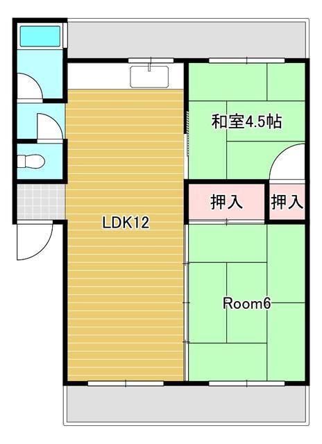 バウハウス(2LDK/4階)の間取り写真