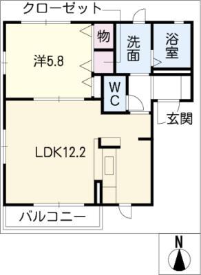 ルミエール高師 A棟(1LDK/1階)の間取り写真
