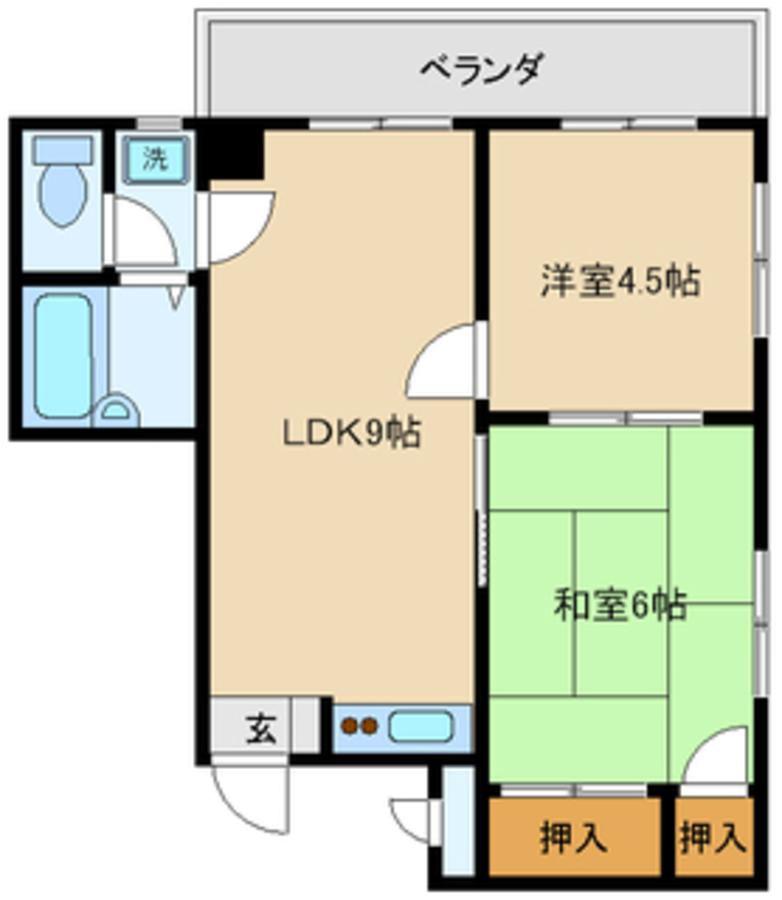 ライフハイツヨシダ(2DK/2階)の間取り写真