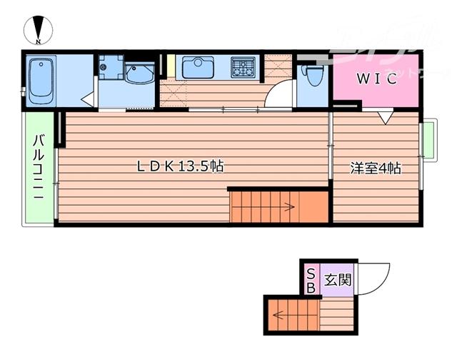 ジェルメ(1LDK/4階)の間取り写真