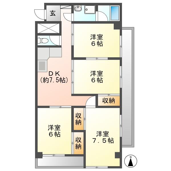 エステート23(4DK/2階)の間取り写真
