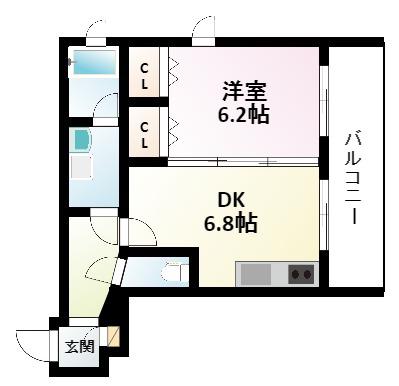 サンレムート江坂セカンド(1DK/9階)の間取り写真