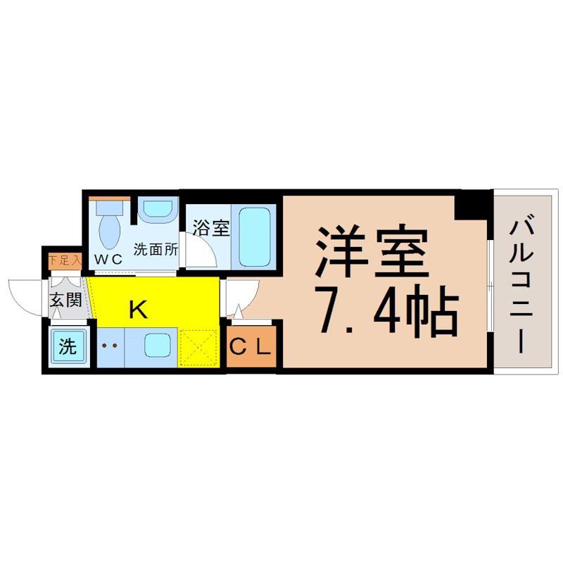 カーサビアンカ黒川(1K/7階)の間取り写真