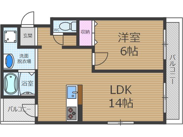 麻田レインボーハイツ(1LDK/4階)の間取り写真
