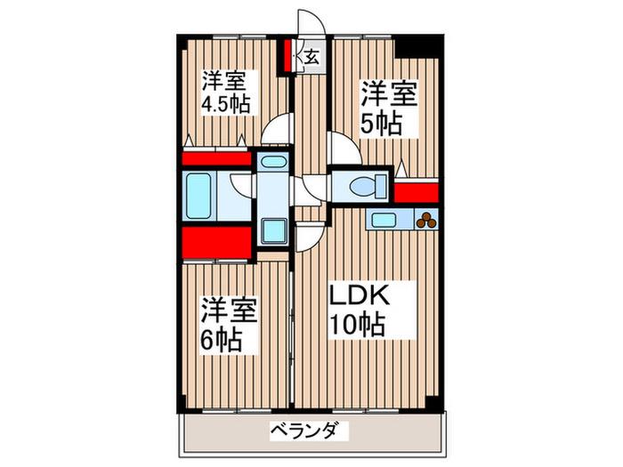 クレスト志木(3LDK/3階)の間取り写真