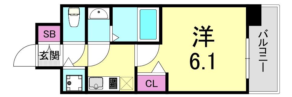 プレサンス松屋町ファステ(1K/2階)の間取り写真