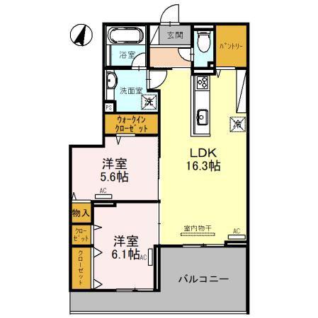 BELLEVILLE桜木町(2LDK/2階)の間取り写真