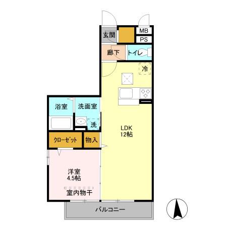 グレイス(1LDK/1階)の間取り写真