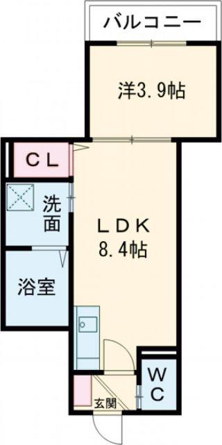 F ASECIA FLEUVE(1LDK/2階)の間取り写真
