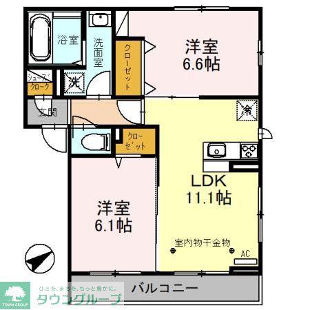 ウィステリア(2LDK/3階)の間取り写真
