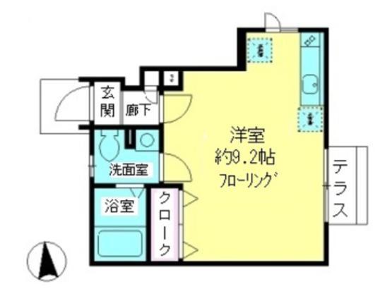 コトーヴェール(ワンルーム/1階)の間取り写真